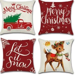 Christmas Throw Pillow Covers 18x18 Inch Set of 4